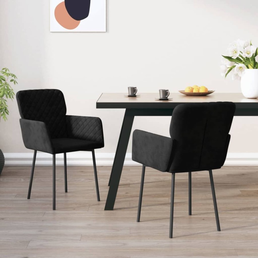 Stoelen vidaXL | Vidaxl Eetkamerstoelen 2 St Fluweel Zwart