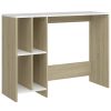 Kantoormeubelen vidaXL | Vidaxl Bureau 102,5X35X75 Cm Spaanplaat Wit En Sonoma Eikenkleurig