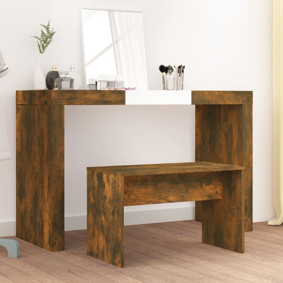 Bankjes vidaXL | Vidaxl Kaptafelkruk 70X35X45 Cm Bewerkt Hout Gerookt Eikenkleurig