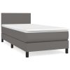 Bedden & Accessoires vidaXL | Vidaxl Boxspring Met Matras Kunstleer Grijs 80X200 Cm