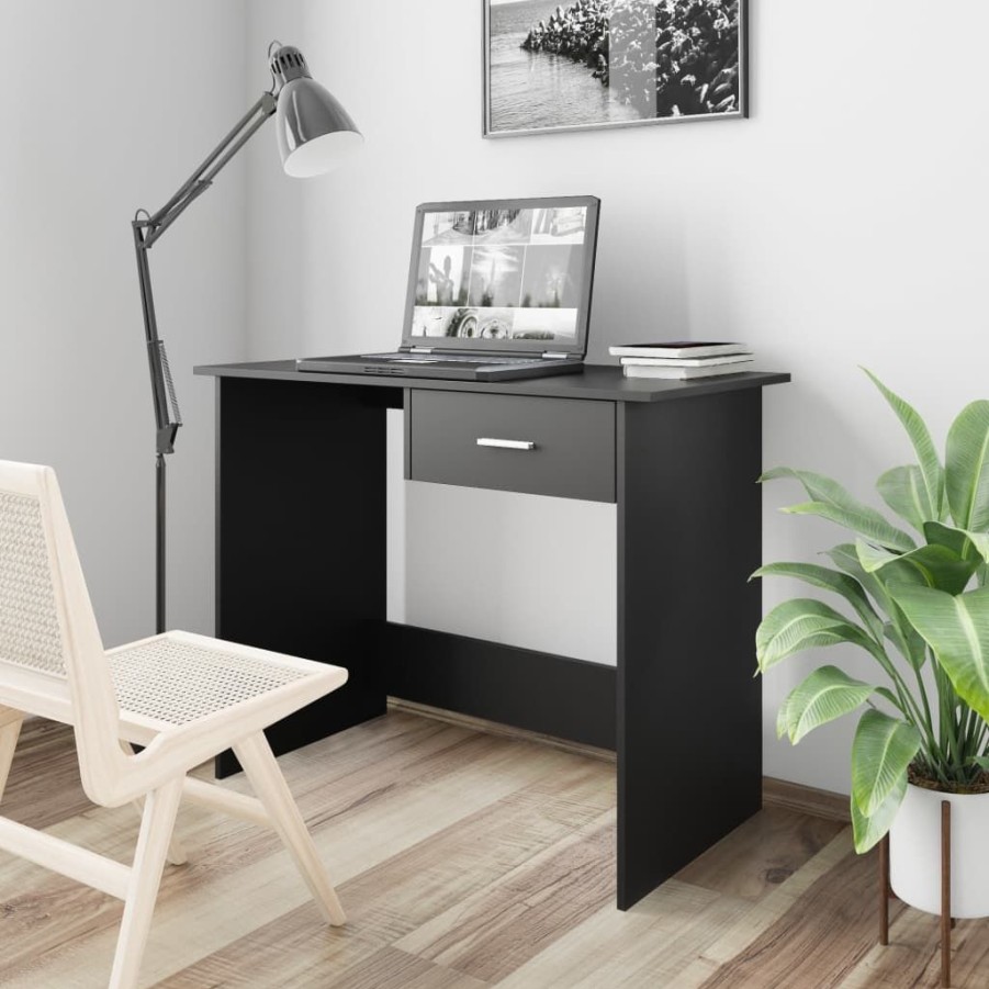 Kantoormeubelen vidaXL | Vidaxl Bureau 100X50X76 Cm Bewerkt Hout Wit