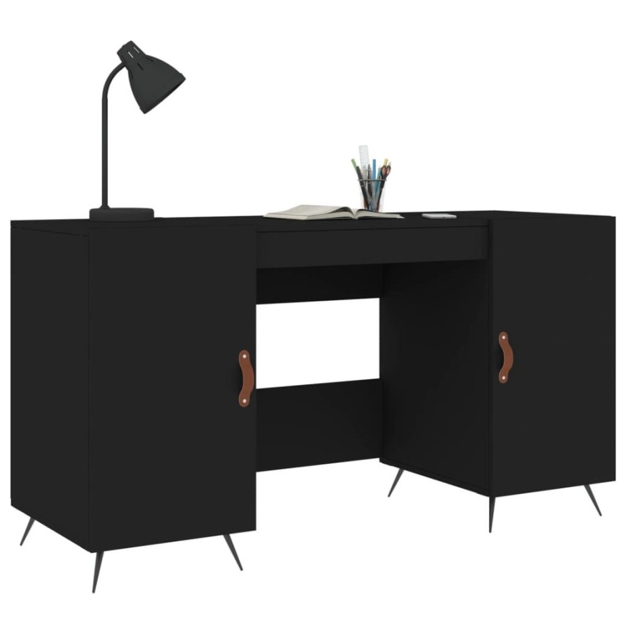 Kantoormeubelen vidaXL | Vidaxl Bureau 140X50X75 Cm Bewerkt Hout Zwart