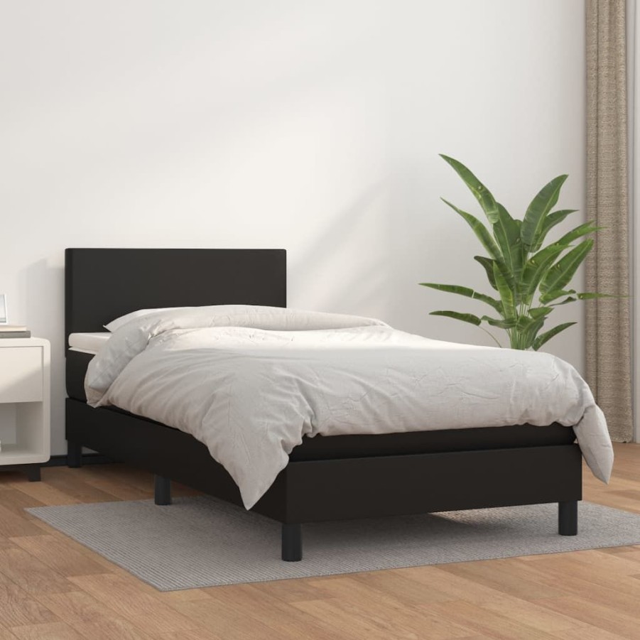 Bedden & Accessoires vidaXL | Vidaxl Boxspring Met Matras Kunstleer Zwart 80X200 Cm