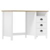 Kantoormeubelen vidaXL | Vidaxl Bureau Hill 3 Lades 120X50X74 Cm Massief Grenenhout