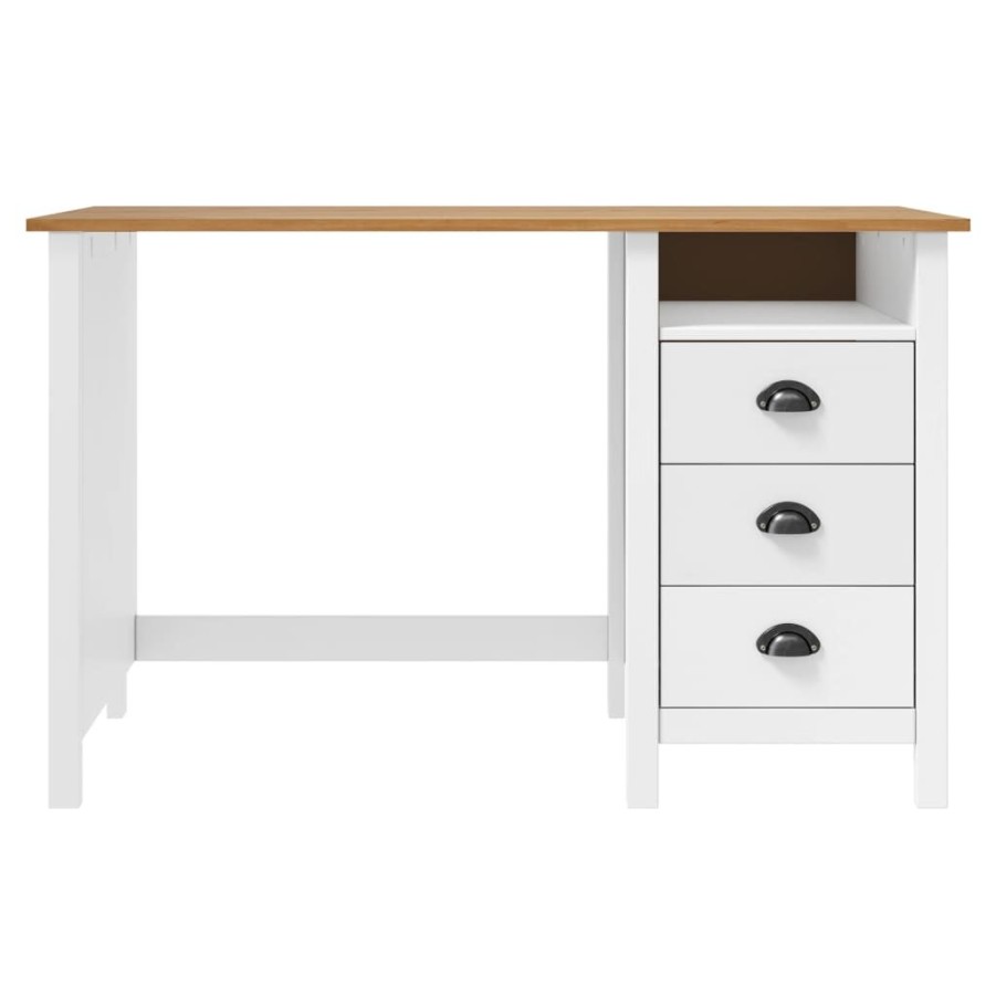 Kantoormeubelen vidaXL | Vidaxl Bureau Hill 3 Lades 120X50X74 Cm Massief Grenenhout