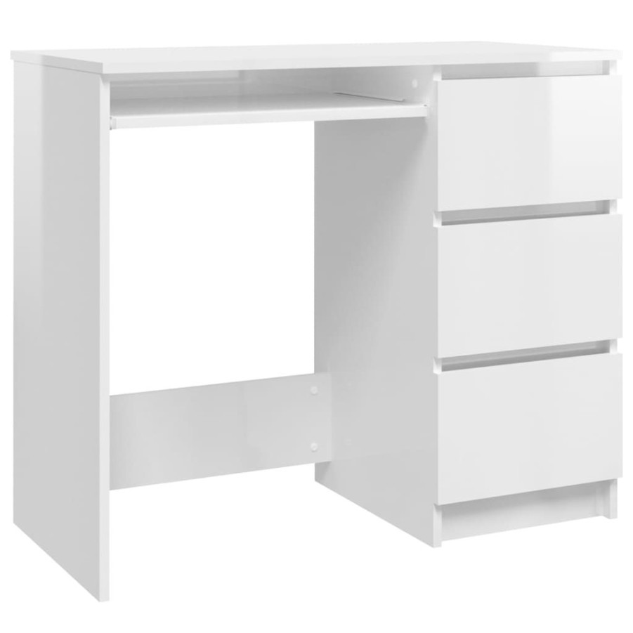 Kantoormeubelen vidaXL | Vidaxl Bureau 90X45X76 Cm Spaanplaat Hoogglans Wit