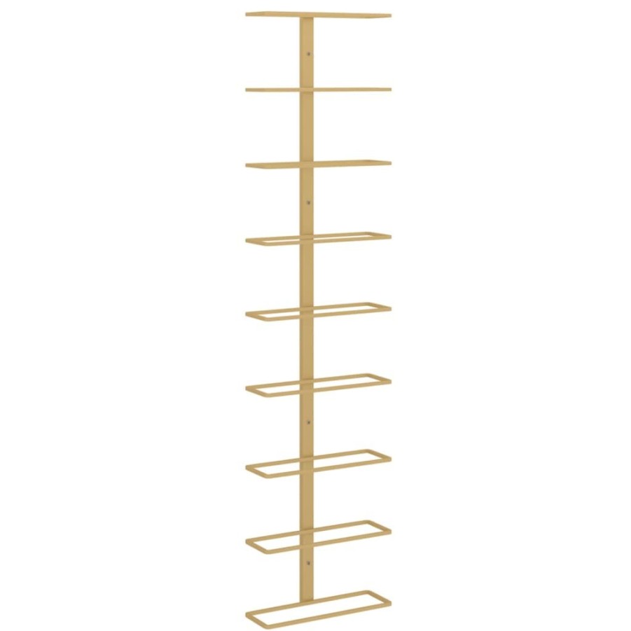 Kasten & Opbergmeubelen vidaXL | Vidaxl Wijnrek Voor 9 Flessen Wandmontage Ijzer Goudkleurig