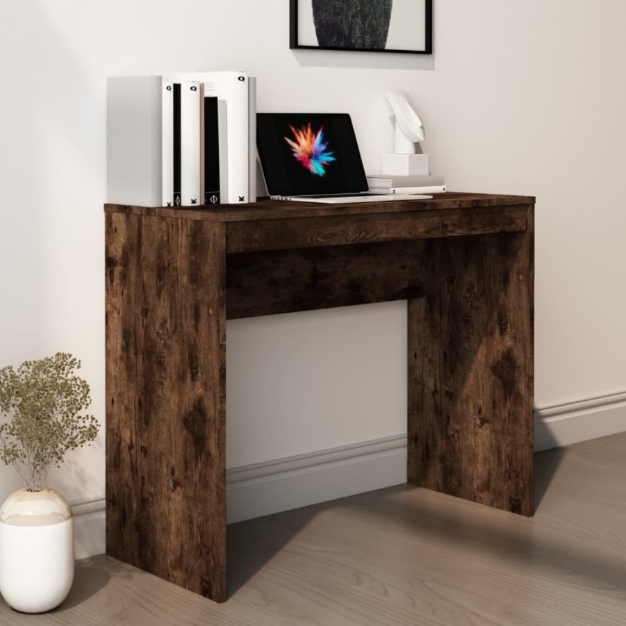 Kantoormeubelen vidaXL | Vidaxl Bureau 90X40X72 Cm Bewerkt Hout Gerookt Eikenkleurig