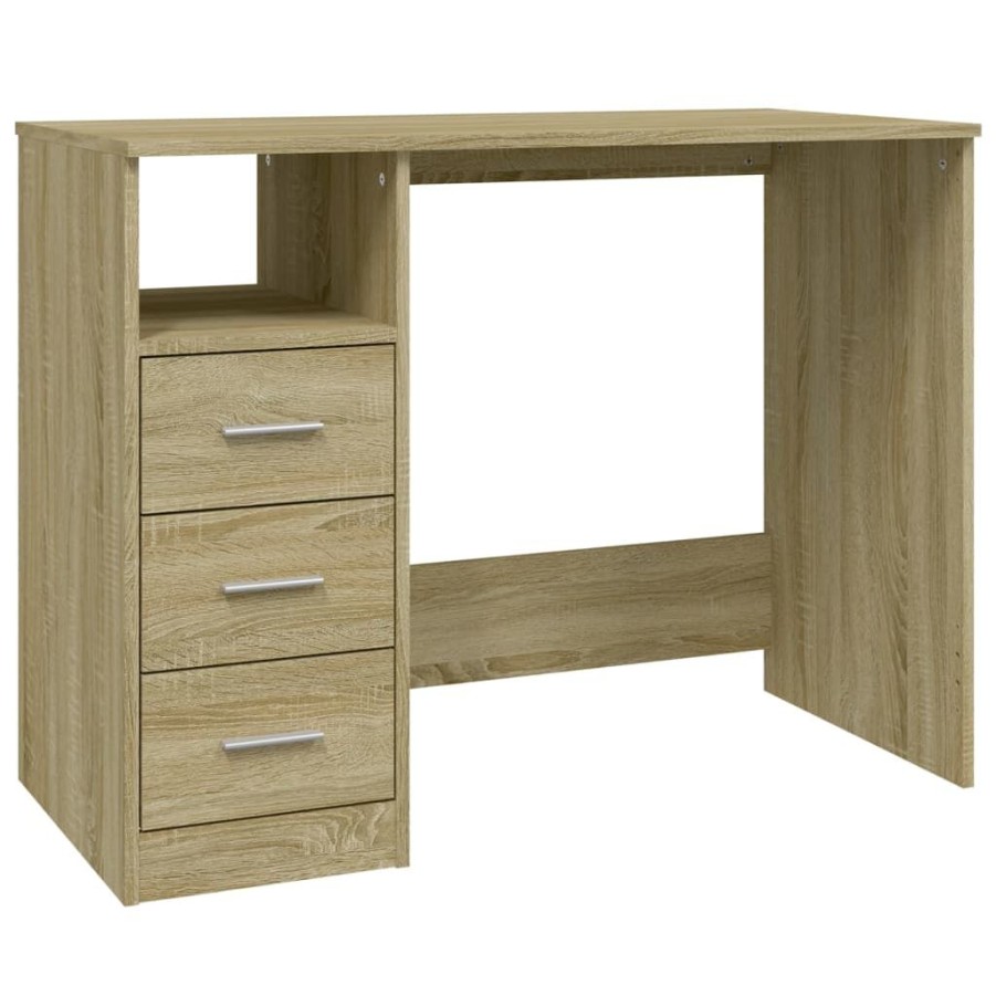 Kantoormeubelen vidaXL | Vidaxl Bureau Met Lades 102X50X76 Cm Bewerkt Hout Sonoma Eikenkleurig