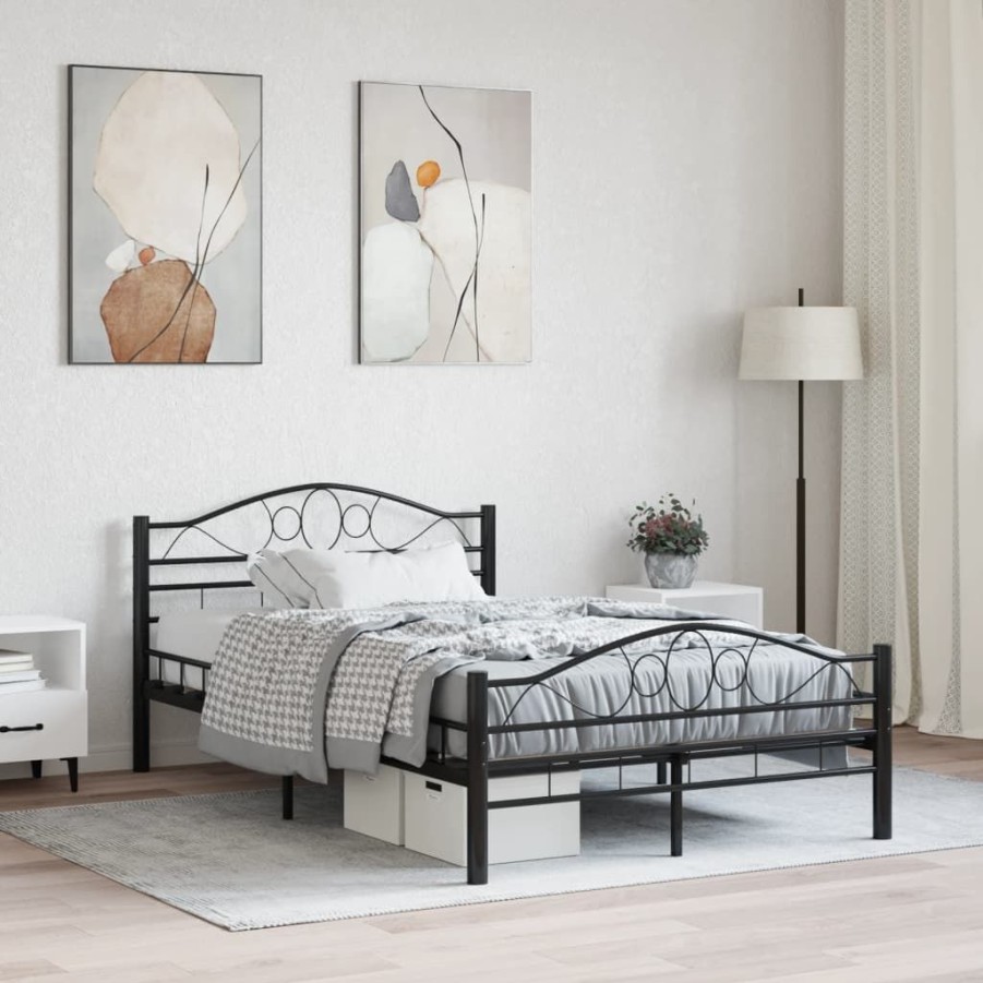 Bedden & Accessoires vidaXL | Vidaxl Bedframe Staal Zwart 120X200 Cm