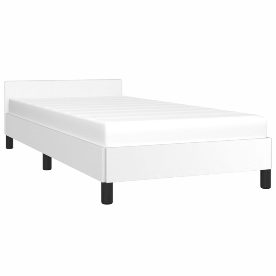 Bedden & Accessoires vidaXL | Vidaxl Bedframe Met Hoofdbord Kunstleer Wit 80X200 Cm