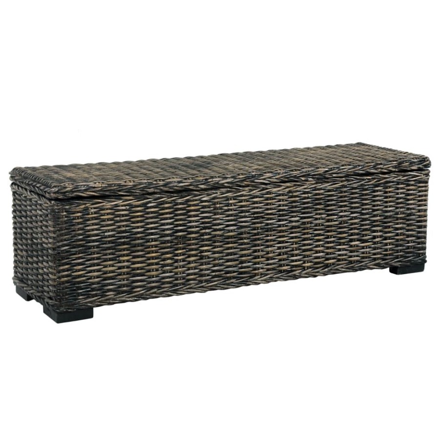 Bankjes vidaXL | Vidaxl Opbergbox 120 Cm Kubu Rattan En Massief Mangohout Zwart