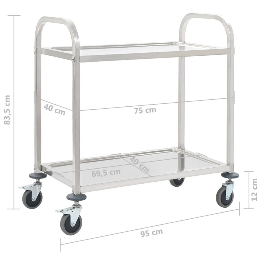 Trolleys vidaXL | Vidaxl Keukentrolley 2-Laags 95X45X83,5 Cm Roestvrij Staal