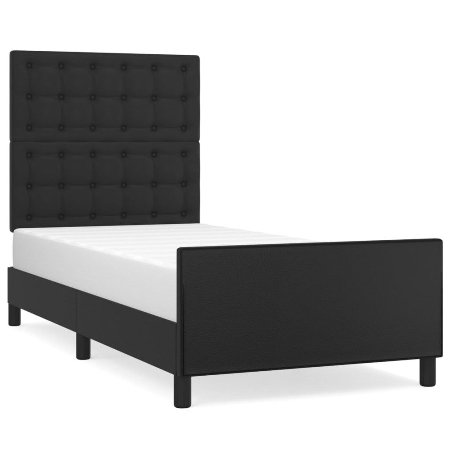 Bedden & Accessoires vidaXL | Vidaxl Bedframe Met Hoofdbord Kunstleer Zwart 80X200 Cm