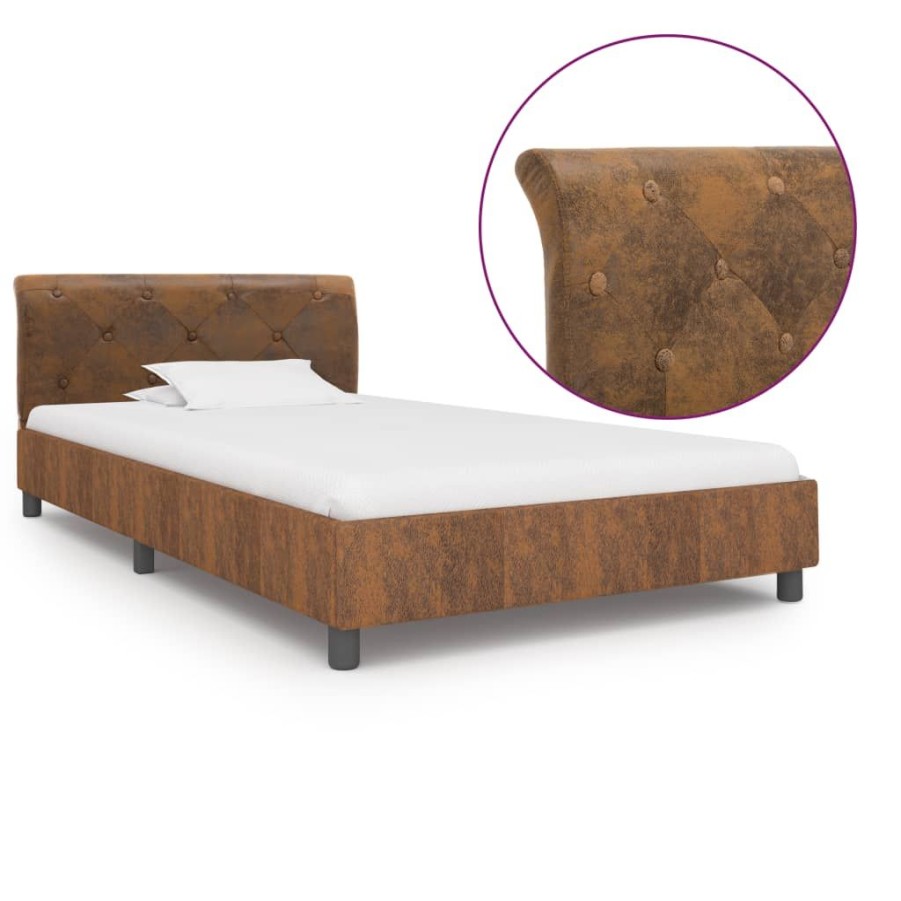 Bedden & Accessoires vidaXL | Vidaxl Bedframe Kunstsuede Bruin 100X200 Cm