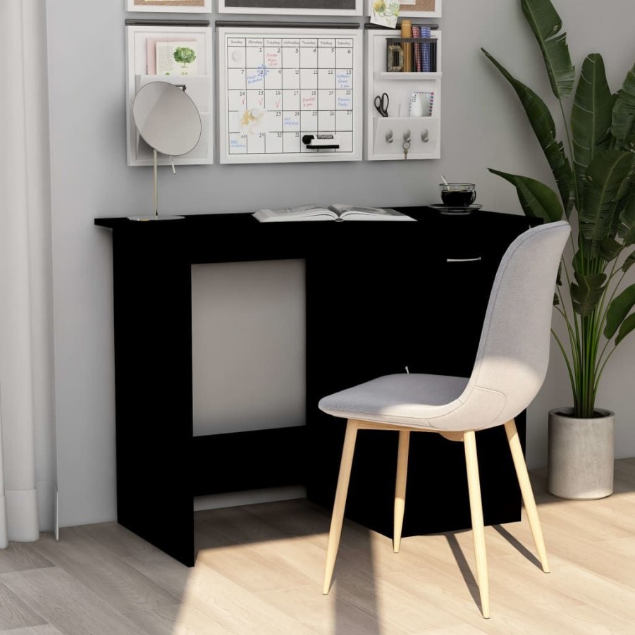 Kantoormeubelen vidaXL | Vidaxl Bureau 100X50X76 Cm Bewerkt Hout Zwart