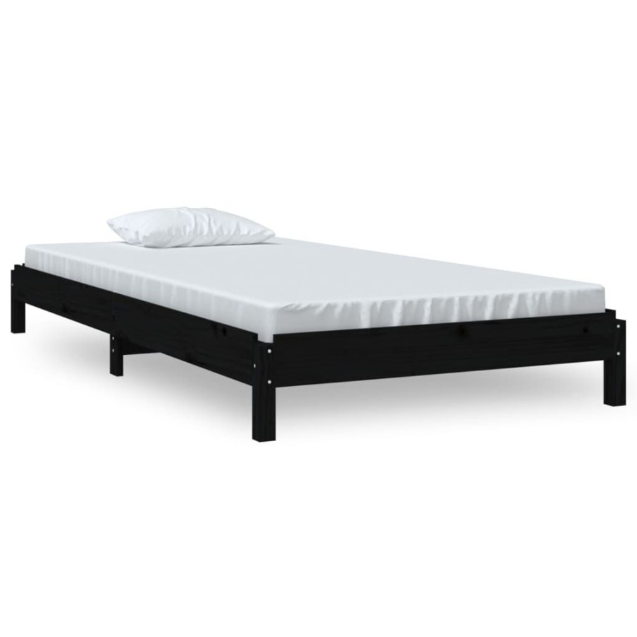 Bedden & Accessoires vidaXL | Vidaxl Bed Stapelbaar 75X190 Cm Massief Grenenhout Zwart