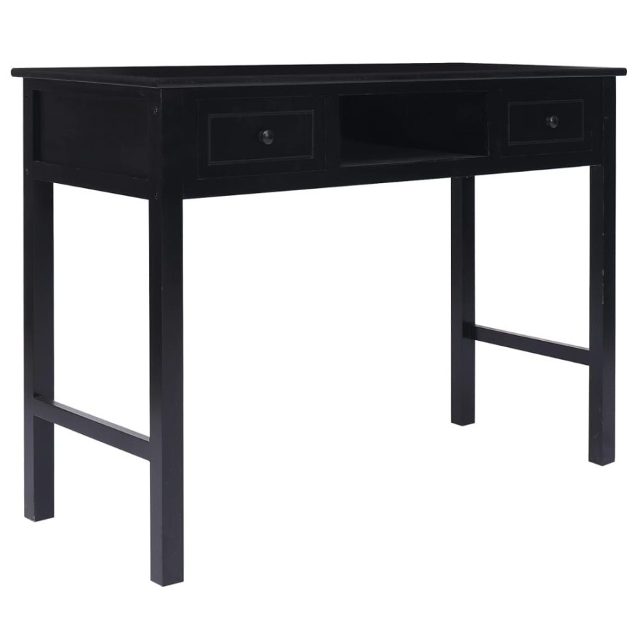 Kantoormeubelen vidaXL | Vidaxl Bureau 108X45X76 Cm Massief Paulowniahout Zwart