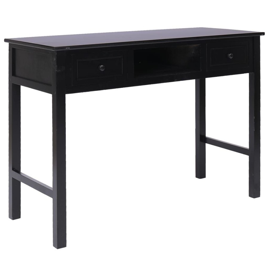 Kantoormeubelen vidaXL | Vidaxl Bureau 108X45X76 Cm Massief Paulowniahout Zwart