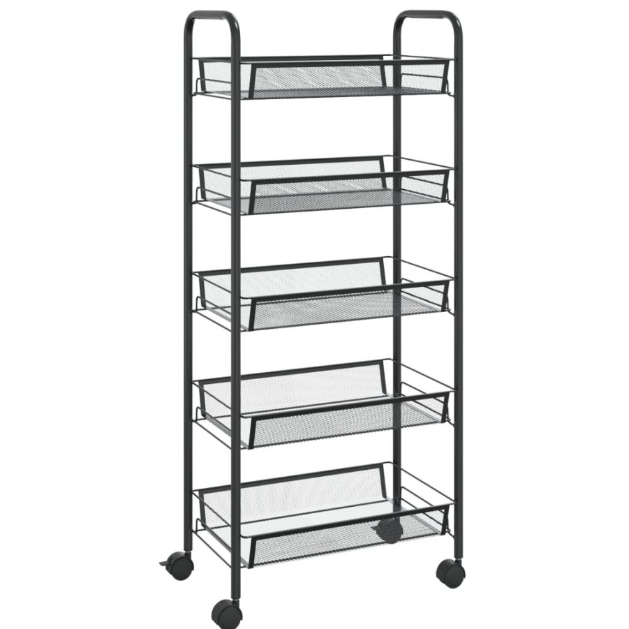 Trolleys vidaXL | Vidaxl Keukentrolley 5-Laags 46X26X105 Cm Ijzer Zwart