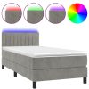 Bedden & Accessoires vidaXL | Vidaxl Boxspring Met Matras En Led Fluweel Lichtgrijs 100X200 Cm