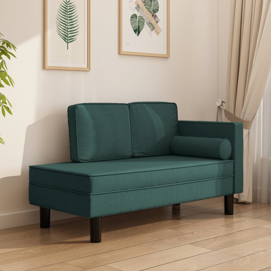 Stoelen vidaXL | Vidaxl Chaise Longue Met Kussens En Bolster Stof Donkergroen