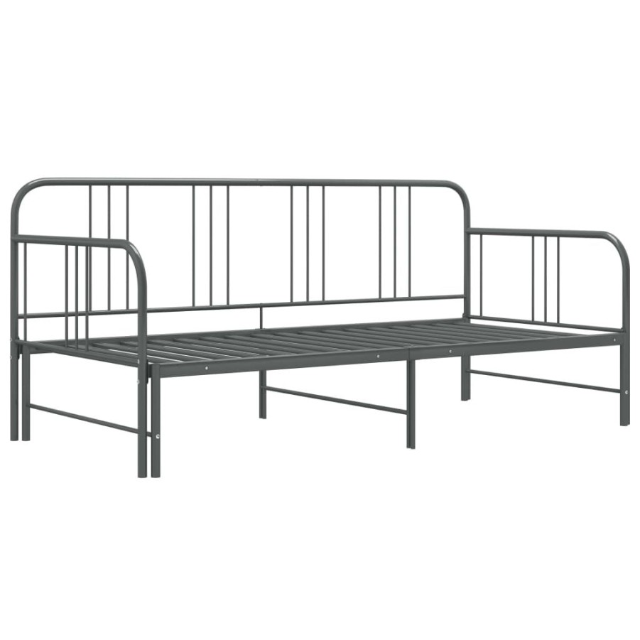 Bedden & Accessoires vidaXL | Vidaxl Slaapbankframe Uittrekbaar Metaal Grijs 90X200 Cm