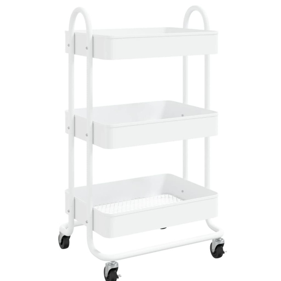 Trolleys vidaXL | Vidaxl Trolley 3-Laags 43X34X79 Cm Staal Wit