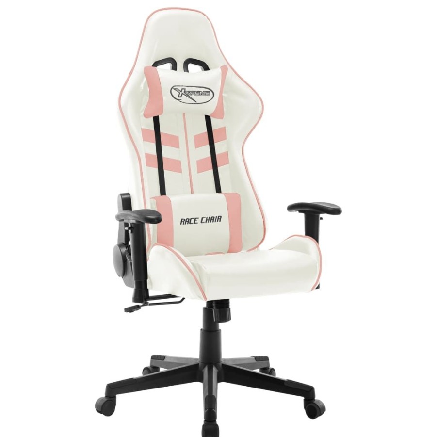 Stoelen vidaXL | Vidaxl Gamestoel Kunstleer Wit En Roze