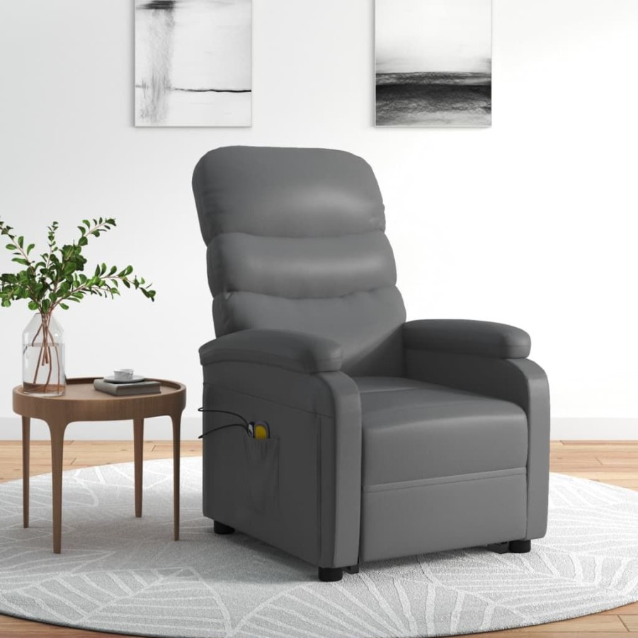 Stoelen vidaXL | Vidaxl Sta-Op-Massagestoel Kunstleer Antracietkleurig