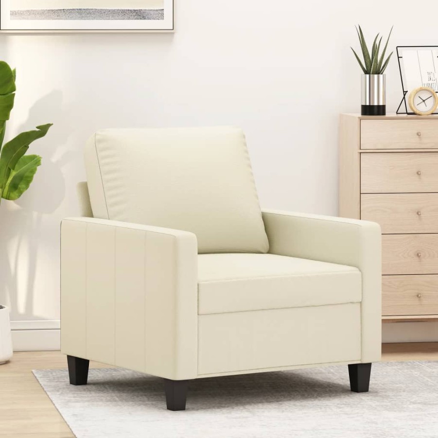 Banken vidaXL | Vidaxl Fauteuil 60 Cm Kunstleer Cremekleurig