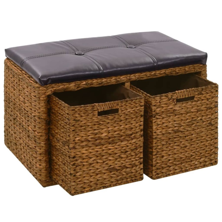 Bankjes vidaXL | Vidaxl Bankje Met 2 Manden 71X40X42 Cm Zeegras Bruin