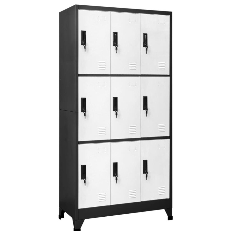 Kasten & Opbergmeubelen vidaXL | Vidaxl Lockerkast 90X45X180 Cm Staal Antracietkleurig En Wit