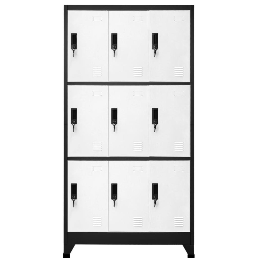 Kasten & Opbergmeubelen vidaXL | Vidaxl Lockerkast 90X45X180 Cm Staal Antracietkleurig En Wit