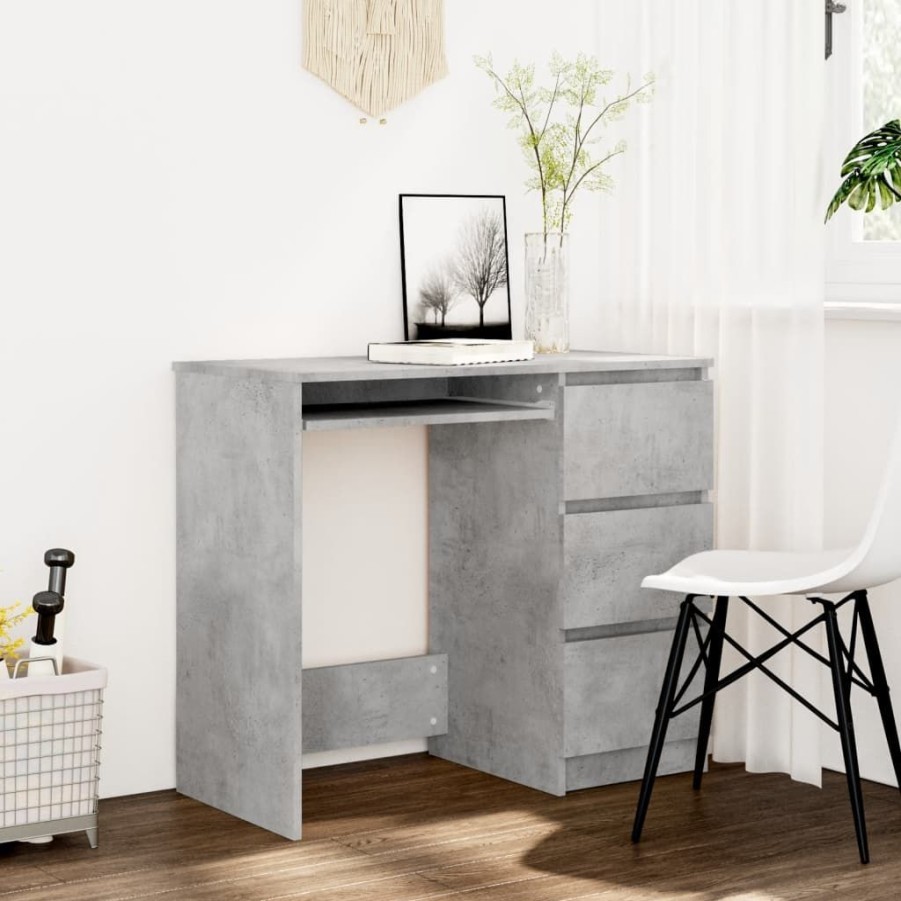 Kantoormeubelen vidaXL | Vidaxl Bureau 90X45X76 Cm Spaanplaat Betongrijs