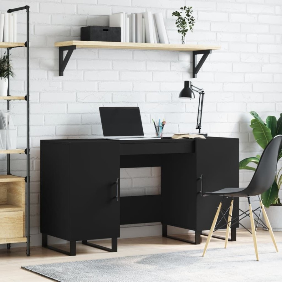 Kantoormeubelen vidaXL | Vidaxl Bureau 140X50X75 Cm Bewerkt Hout Zwart