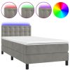 Bedden & Accessoires vidaXL | Vidaxl Boxspring Met Matras En Led Fluweel Lichtgrijs 80X200 Cm