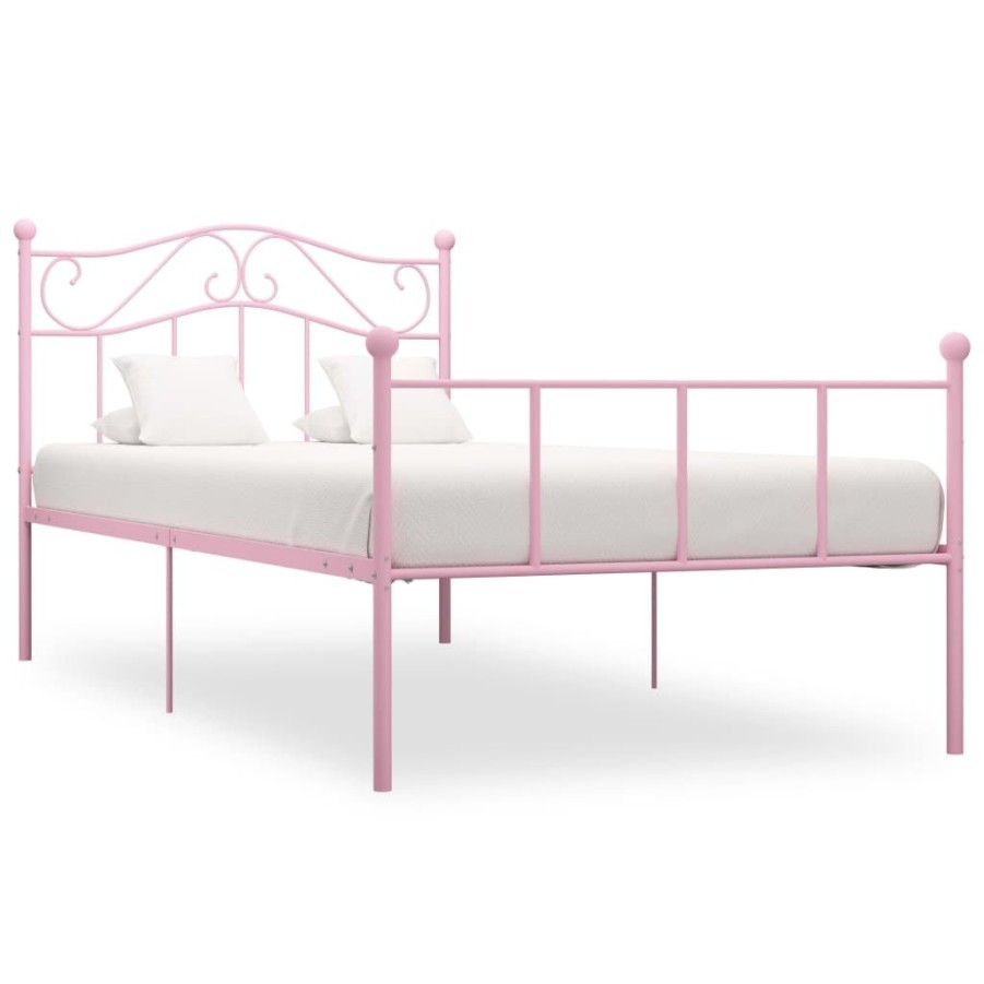 Bedden & Accessoires vidaXL | Vidaxl Bedframe Metaal Roze 90X200 Cm