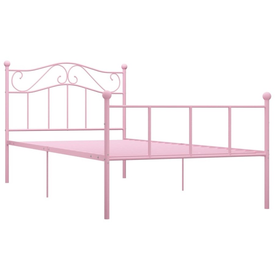 Bedden & Accessoires vidaXL | Vidaxl Bedframe Metaal Roze 90X200 Cm