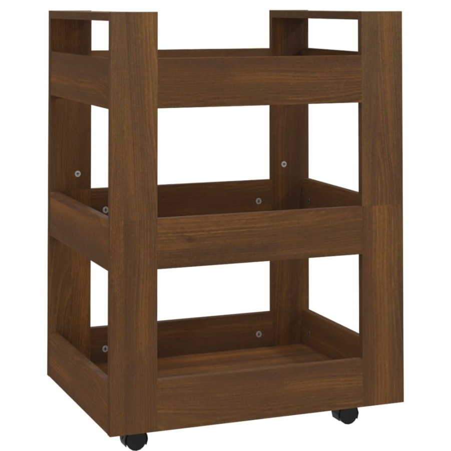 Trolleys vidaXL | Vidaxl Keukentrolley 60X45X80 Cm Bewerkt Hout Bruin Eikenkleur