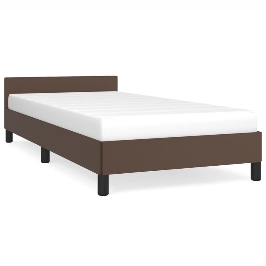 Bedden & Accessoires vidaXL | Vidaxl Bedframe Met Hoofdbord Kunstleer Bruin 80X200 Cm