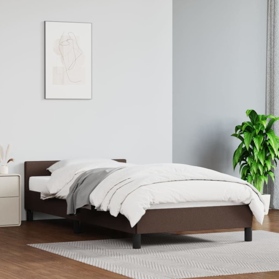 Bedden & Accessoires vidaXL | Vidaxl Bedframe Met Hoofdbord Kunstleer Bruin 80X200 Cm