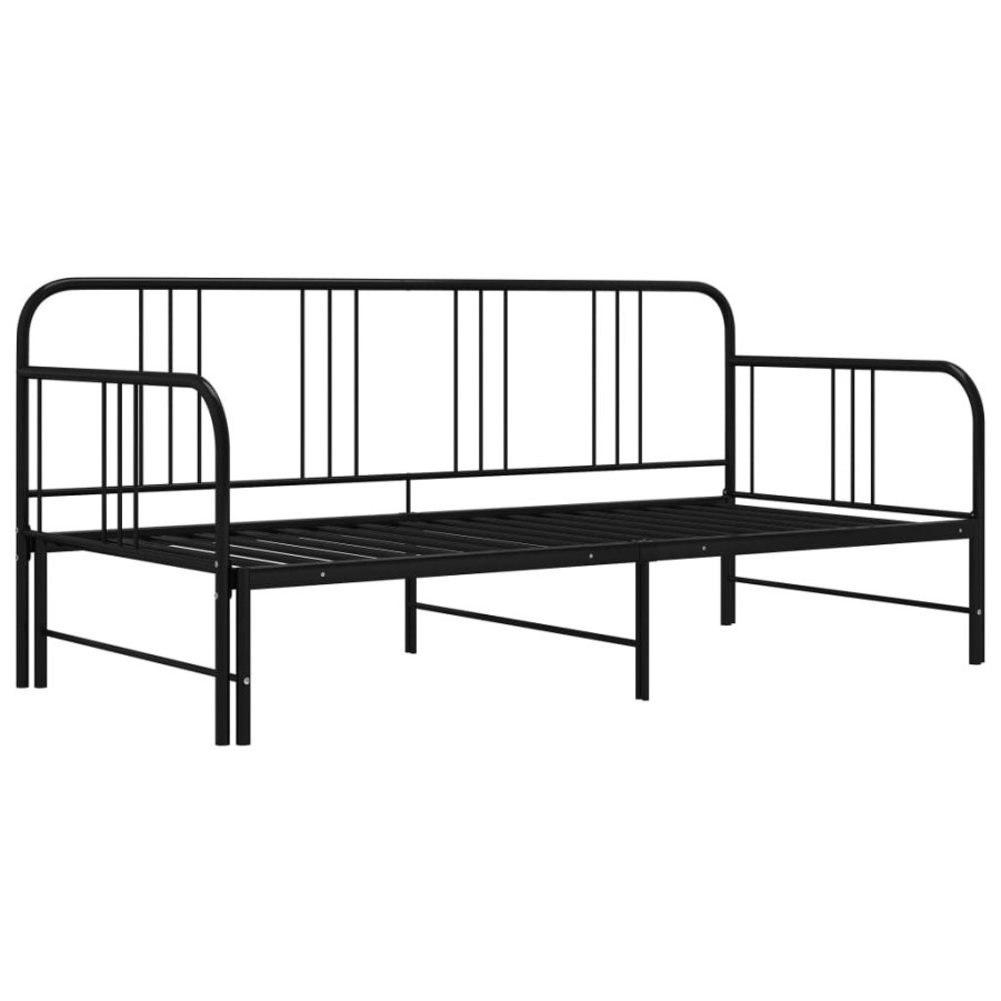 Bedden & Accessoires vidaXL | Vidaxl Slaapbankframe Uittrekbaar Metaal Zwart 90X200 Cm