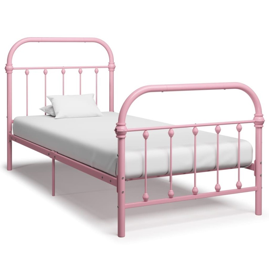 Bedden & Accessoires vidaXL | Vidaxl Bedframe Metaal Roze 90X200 Cm