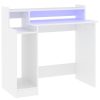 Kantoormeubelen vidaXL | Vidaxl Bureau Met Led-Verlichting 97X45X90 Cm Bewerkt Hout Wit