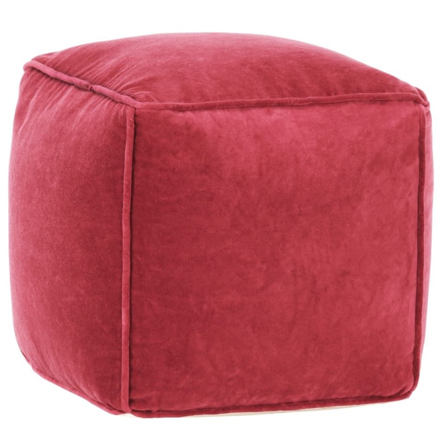 Poefs vidaXL | Vidaxl Poef 40X40X40 Cm Katoenfluweel Rood