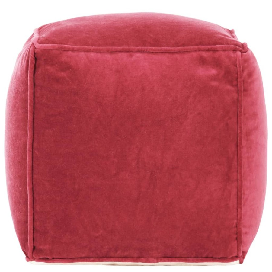 Poefs vidaXL | Vidaxl Poef 40X40X40 Cm Katoenfluweel Rood