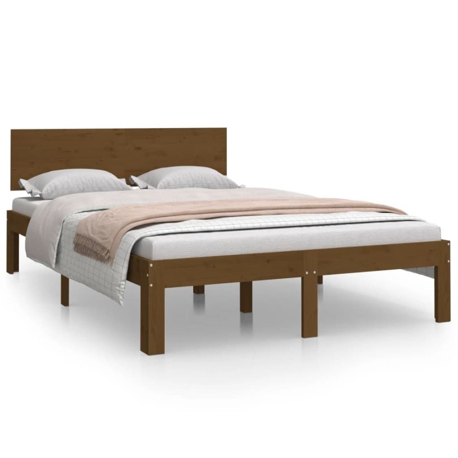 Bedden & Accessoires vidaXL | Vidaxl Bedframe Massief Hout Honingbruin 120X190 Cm 4Ft Small Double