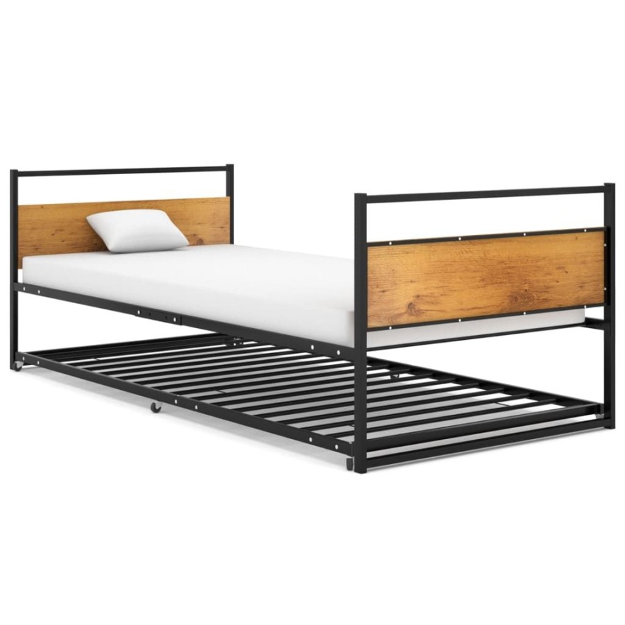 Bedden & Accessoires vidaXL | Vidaxl Bedframe Uitschuifbaar Metaal Zwart 90X200 Cm