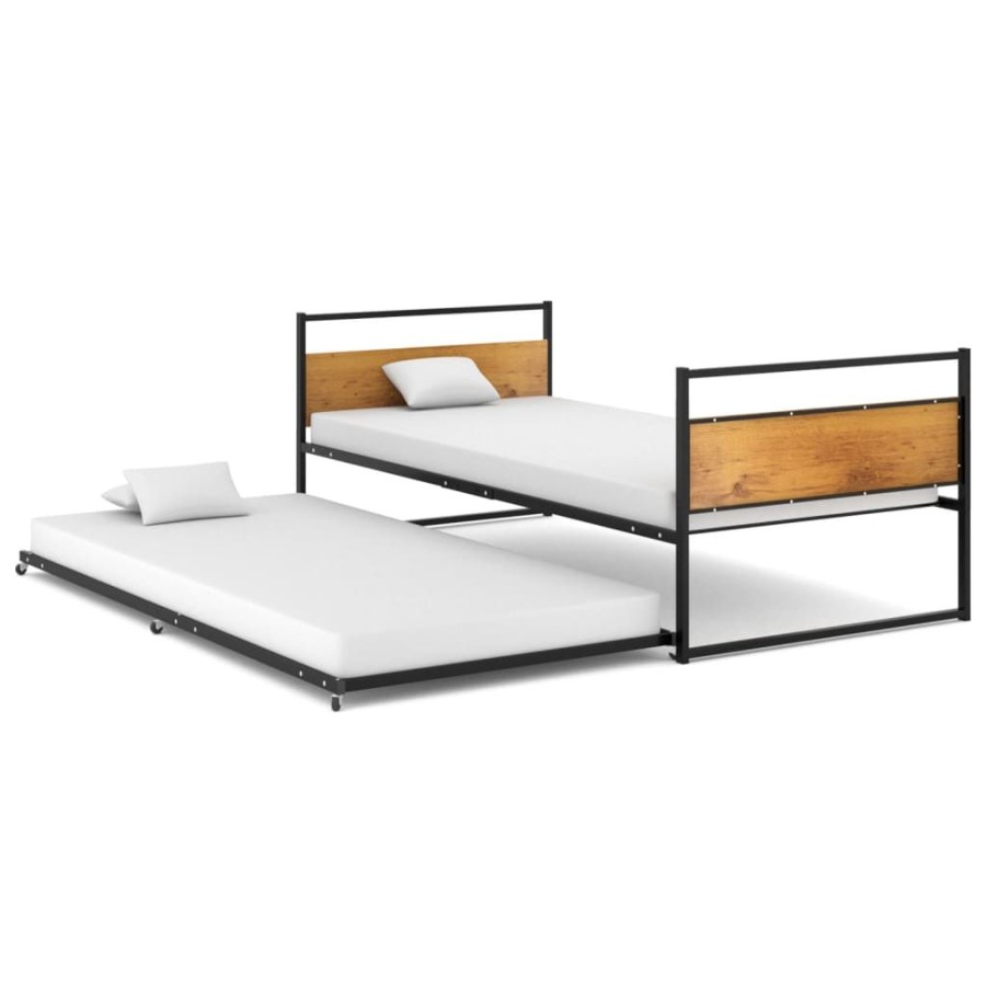 Bedden & Accessoires vidaXL | Vidaxl Bedframe Uitschuifbaar Metaal Zwart 90X200 Cm